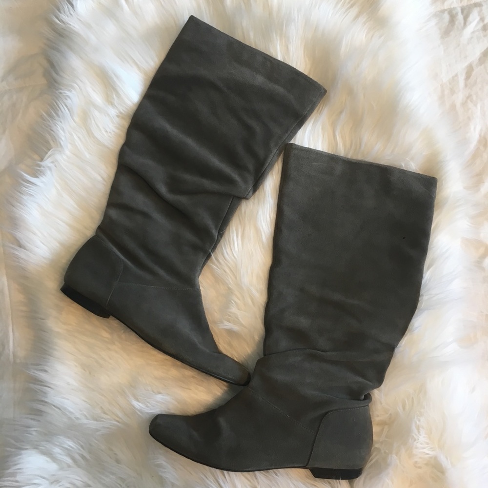 Calvin Klein Monroe slouch tall gray suede boots